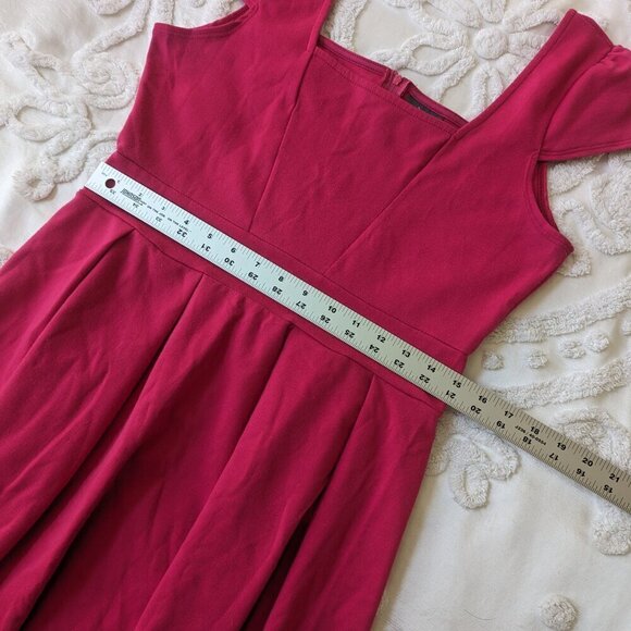 Dots bright pink mini skater dress cap sleeve Medium barbie cottagecore - Picture 6 of 10